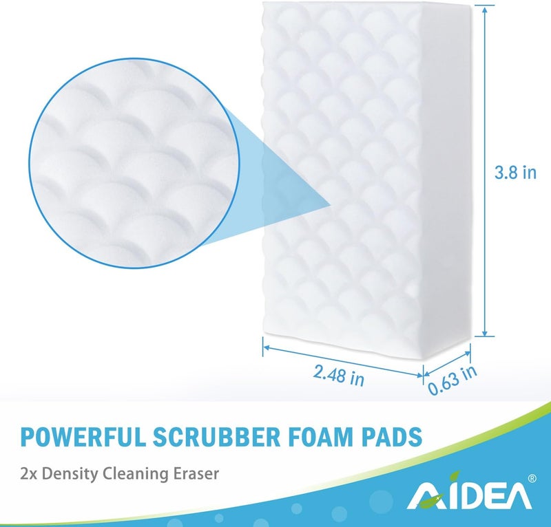AIDEA Magic Sponges Cleaning Eraser, 2X Density Stronger Sponge for Household, Powerful Scrubber Foam Pads, Multi-Surface Cleaning Supplies for Kitchen, Furniture, Bathroom, Sink, Wall, 48 Pads - Image 2